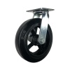 Колесные опоры большегрузные поворотные, литая черная резина, чугунный обод, платформенное крепление, роликоподшипник (SCd63 (L))